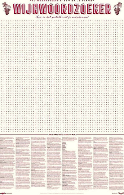 Stratier xl spelposter - 100 wijntermen woordzoeker – wijn – weetjes - spel