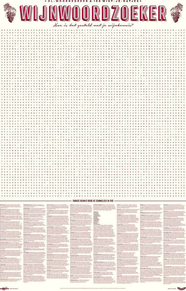 Stratier xl spelposter - 100 wijntermen woordzoeker – wijn – weetjes - spel
