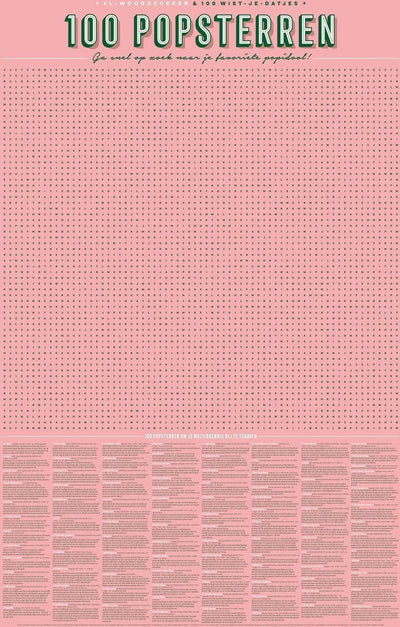 Stratier xl spelposter – 100 popsterren – woordzoeker - spel