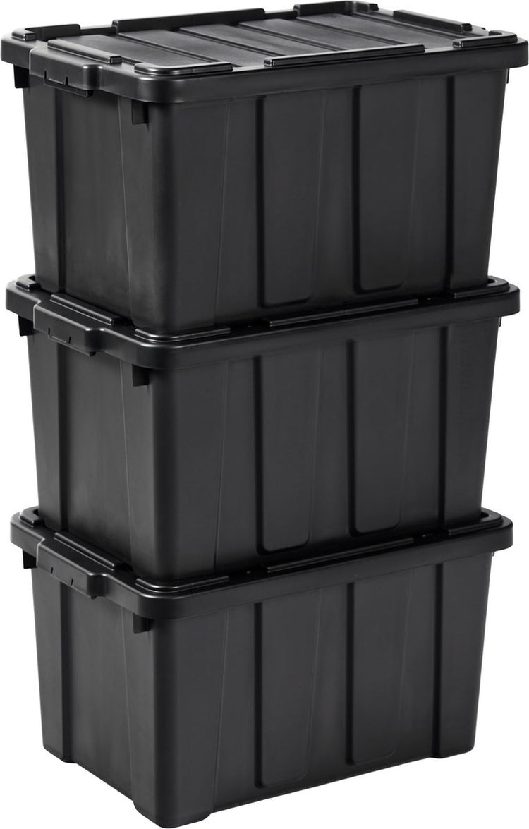 Iris powerbox robuust opbergbox - 50l - 100% recycled kunststof - zwart - set van 3