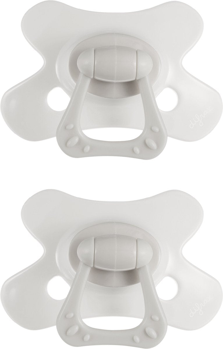 Difrax fopspeen natural - 18+ maanden - lichtgrijs - 2 stuks