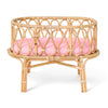 Rotan poppenwiegje met roze matrasje