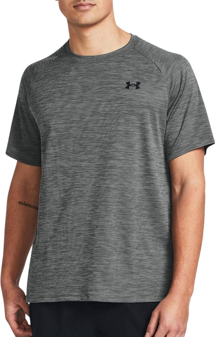 Under armour ua tech texturood ss heren sportshirt - grijs - zwart