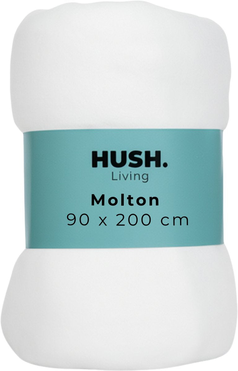 Hush. living hush living molton matrasbeschermer - 80%katoen 20%polyester - uitstekende vochtopname - vormvast - comfort en duurzame bescherming - 90x200+30cm