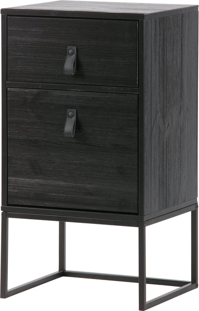 Woood zola nachtkastje incl. lade en deur - grenen - zwart - 74x40x35