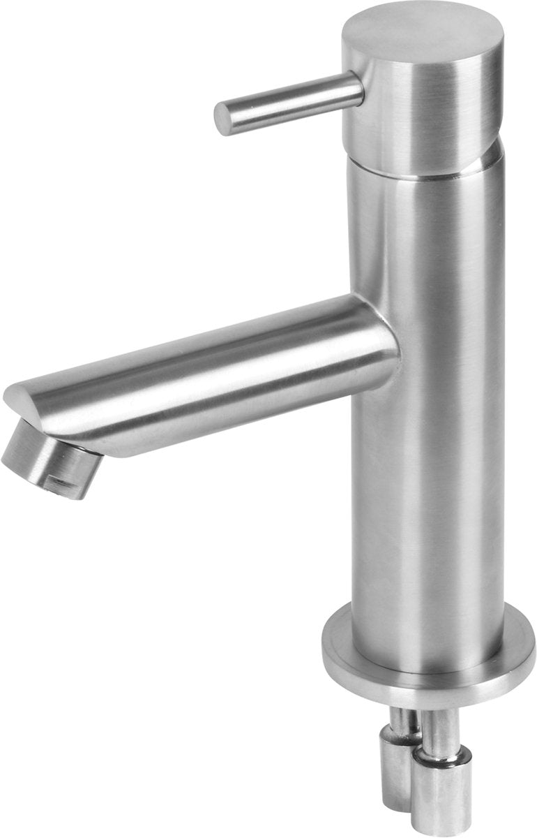 Differnz wastafelkraan mat chroom - mengkraan voor koud en warm water - rechte uitloop - gemaakt van messing - eenvoudig te bedienen met één hendel - afmetingen 13,5 x 10,8 cm