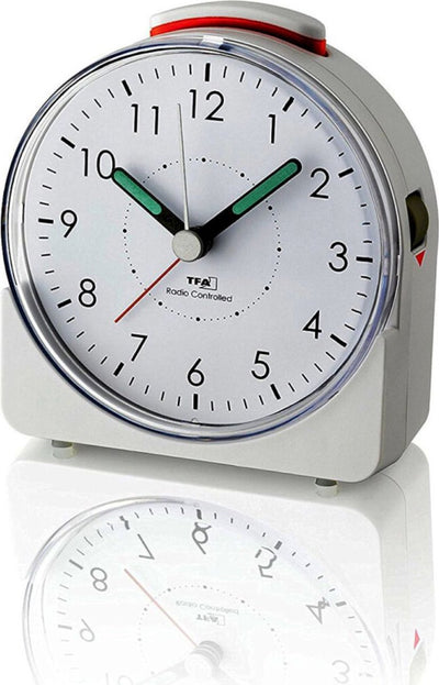 Tfa dostmann 60.1513.02 - wekker - analoog - radiogestuurde tijdsaanduiding - stil uurwerk sweep - alarm - snooze - kunststof - lichtgevende wijzers - schermverlichting - wit