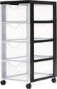 Iris easygrip chest ladekast - 4 lades x 11,25l - kunststof - zwart transparant - met wieltjes