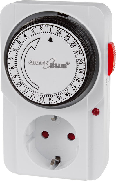 Greenblue - tijdschakelaar - timer schakelaar - type f - mechanische tijdschakelklok - 48 programma's, max. belasting 16a, ip20, gb360 f