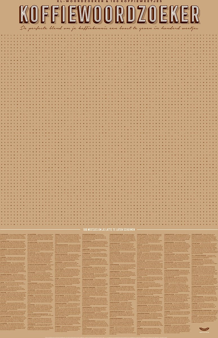 Stratier xl spelposter - koffiewoordzoeker - 100 weetjes