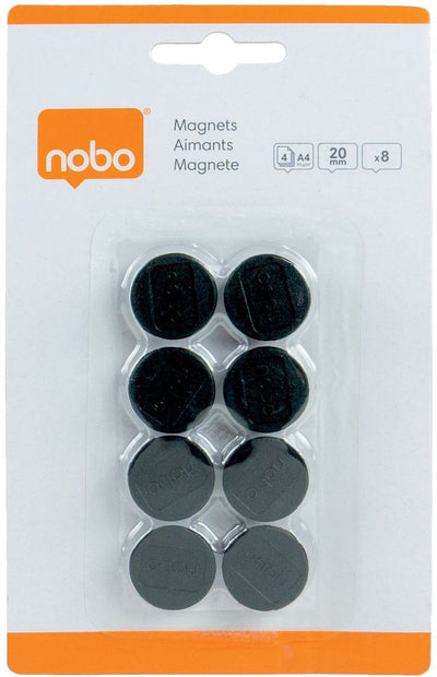 Nobo magneet 20mm zwart 8 stuks