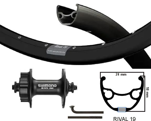 Kgs voorwiel 28inch (622) disc 6-bout uitval velg spaken zwart