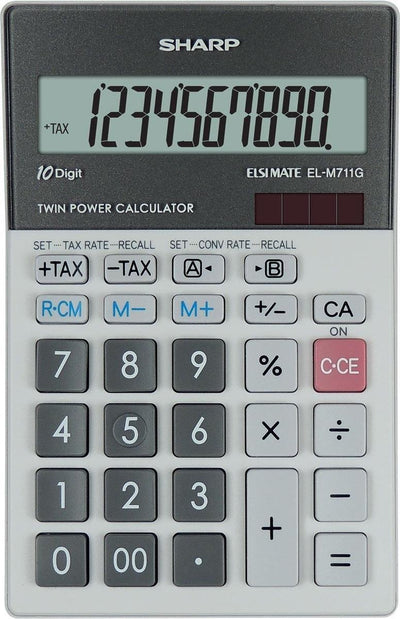 Sharp rekenmachine - elm711ggy - grijs - 10 digit - 1x lr44 batterij - sh-elm711ggy