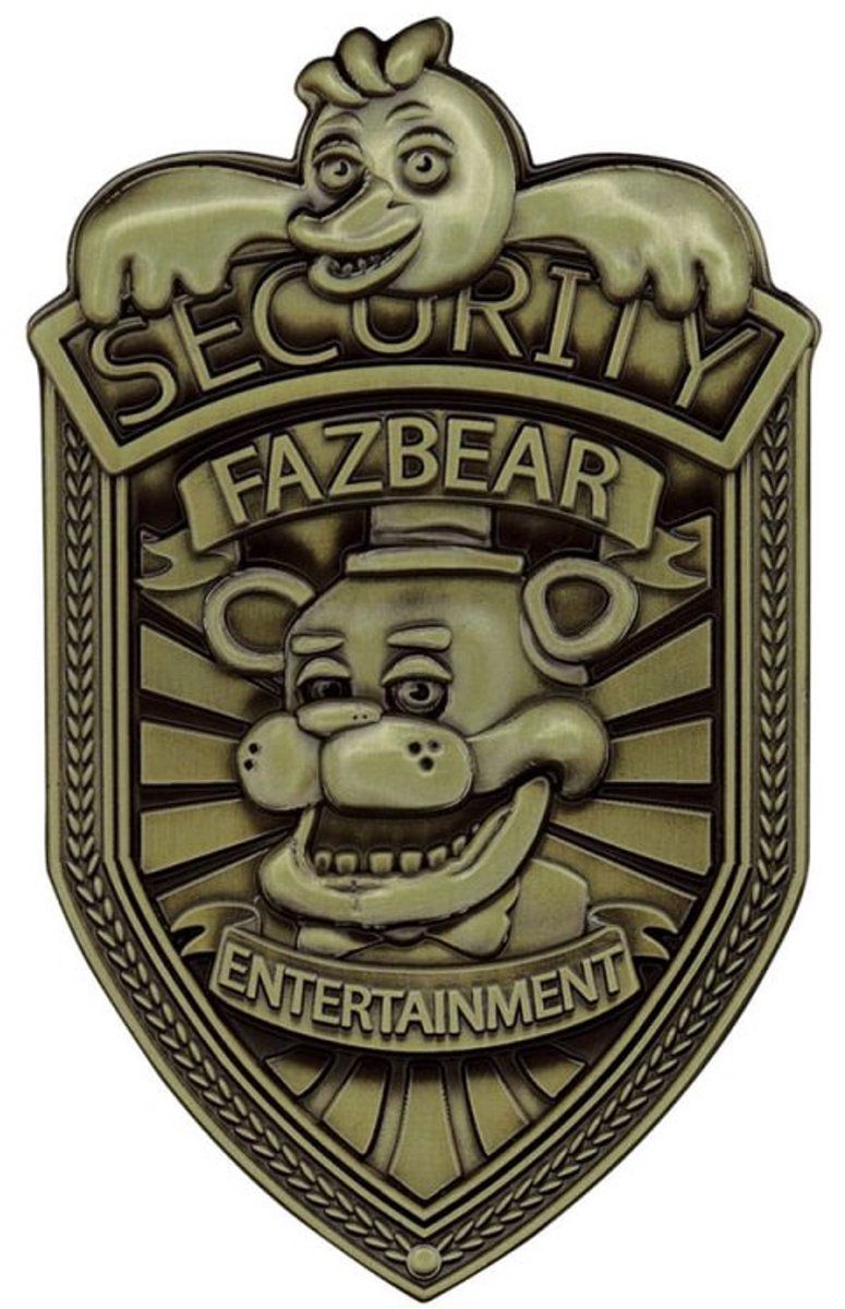 Fanattik five nights at freddy´s replica security badge antique brass edition replica: 1 1
