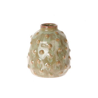 Hbx natural living vaas keramiek ø10,5xh12cm olijfgroen