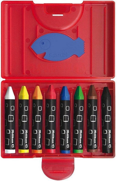Pelikan waskrijt - driehoekig - waterbestendig - 8 kleuren