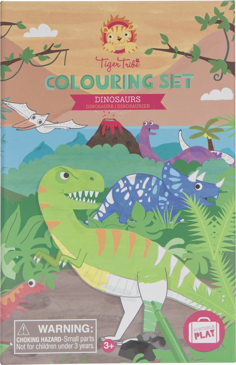 Tiger tribe | kleur- en stickerset dinosaurus
