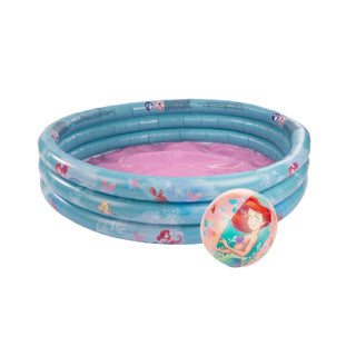 Disney princess 3 rings zwembad ariel + strandbal blauw roze