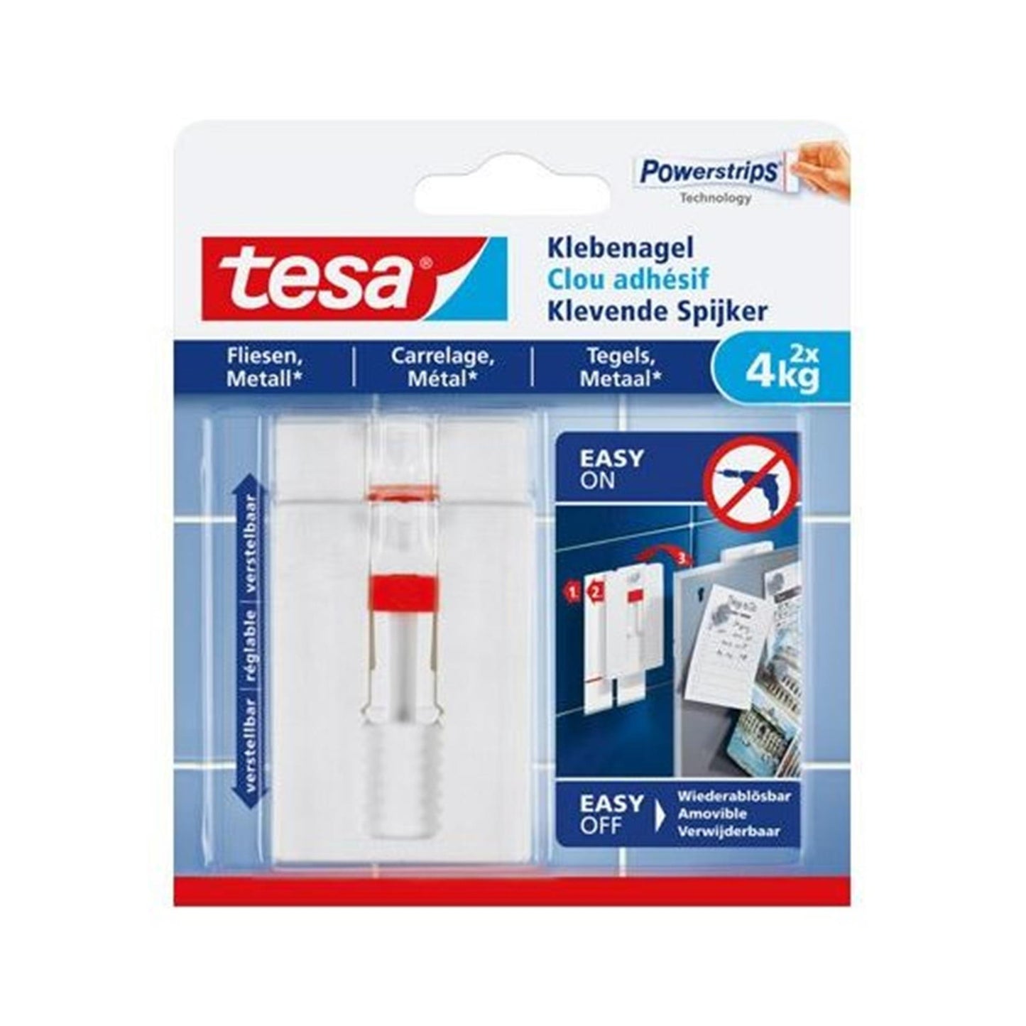 Tesa nagel tegels metaal set badkamer keuken herbruikbaar zelfklevend – 2 stuks 2kg