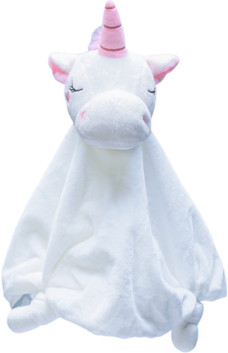 Beeztees puppy knuffeldoek unicorn - hondenspeelgoed - pluche - wit - 33x25x14 cm