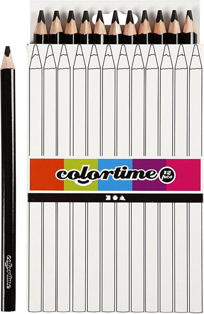 Creativ company driehoekige jumbo kleurpotloden - zwart, 12st.