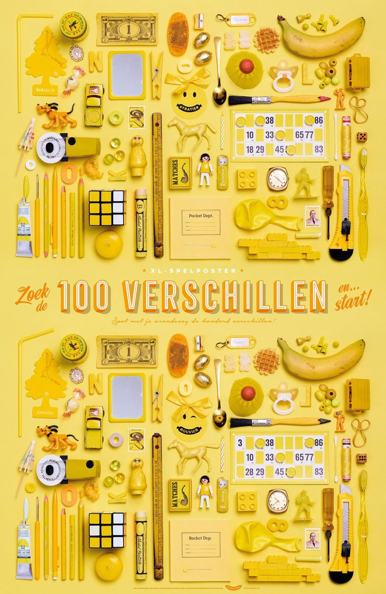 Stratier xl spelposter - zoek 100 verschillen (geel)