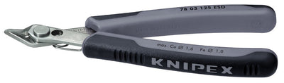 Knipex electronic super knips esd 78 13 125 esd elektronica-tang (grijs)