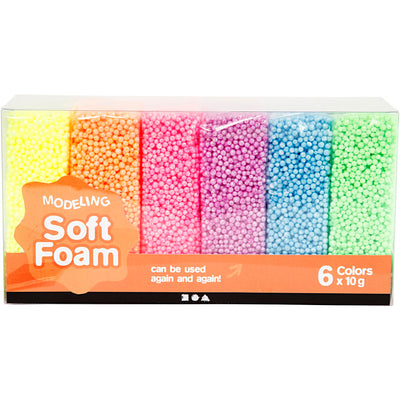 Creativ company soft foam clay neon kleuren, 6x10gr.