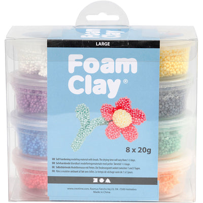 Creativ company foam clay large basisset van 8 kleuren - boetseren - aan de lucht drogende klei