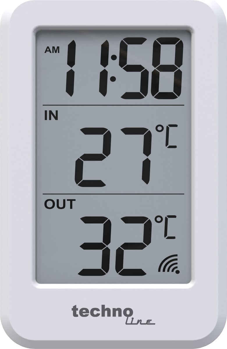 Technoline thermometer ws 9172 met 1 buitensensor tot 100 m 70 x 110 x 22mm wit