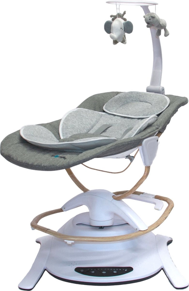 Bo jungle pure white swinging rocker with removable bouncer and 5-point harness - adjustable sea - removable rocker - timer - remote control
