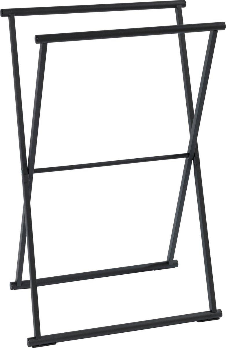 Wenko vrijstaande handdoekhouder inklapbaar lava zwart 54x81cm - handdoekrek - handdoekenrek - handdoekstang vrijstaand