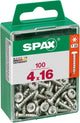 Spax torx houtschroef bolle kop - 4.0x16mm - t10 - 100 stuks