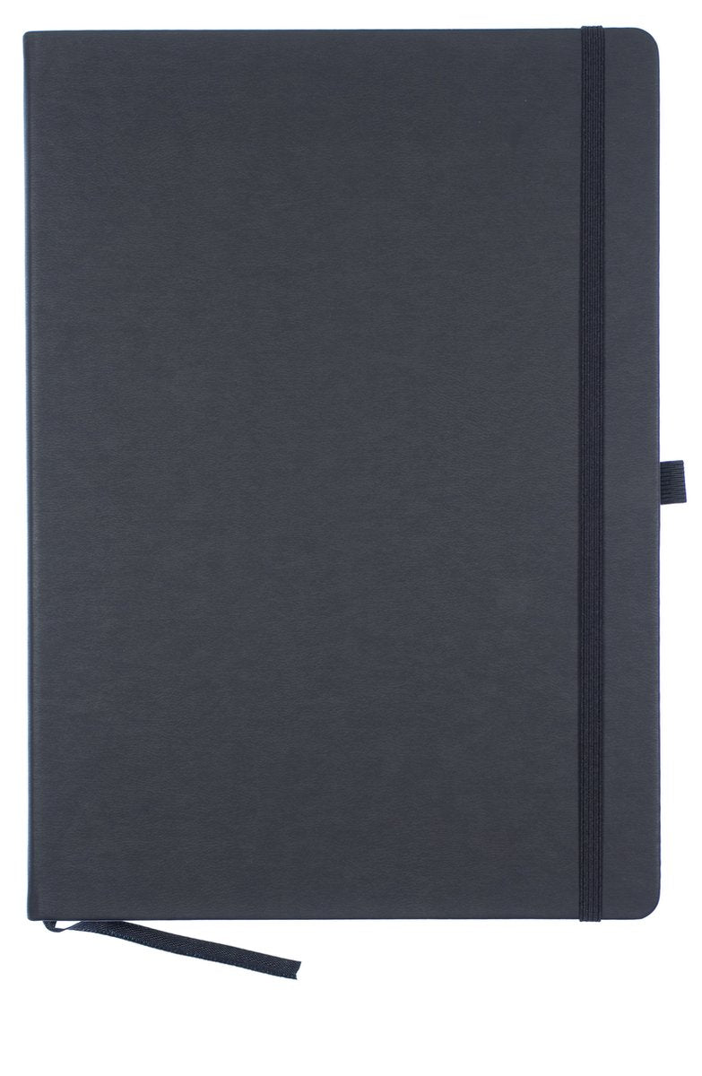 Kangaro notitieboek - a4 - zwart - met lijn - met sluitelastiek, lint en penlus - k-552261