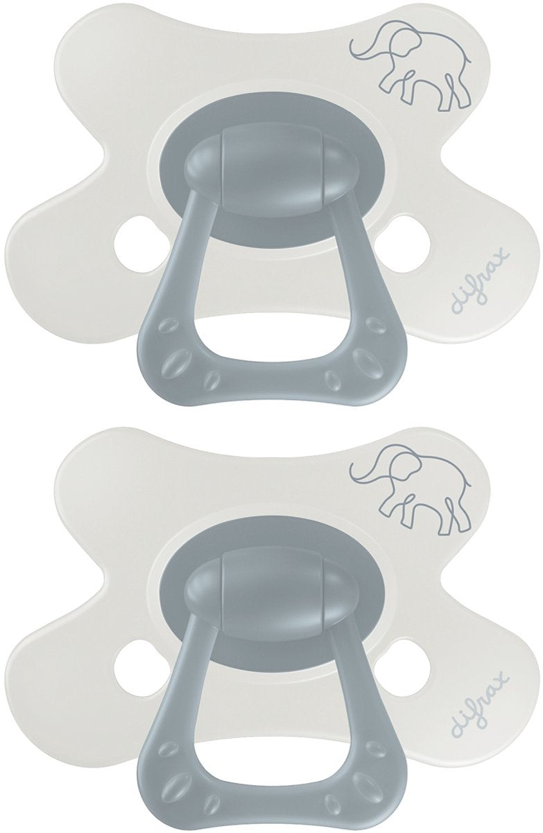 Difrax natural fopspeen - 6 tot 12 maanden - olifant - grijs olifantenprint - 2 stuks