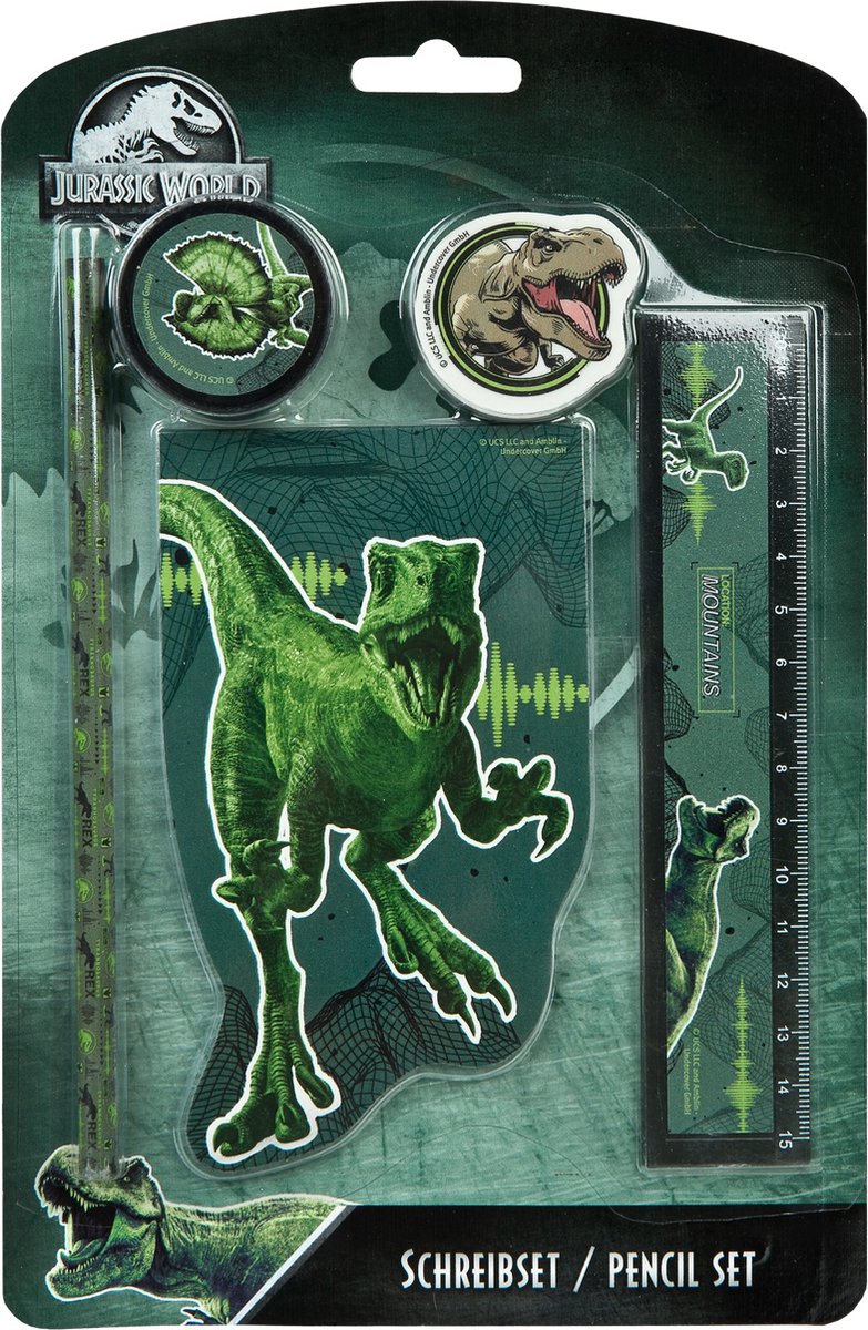 Undercover - jurassic world schrijfset 5-delig - kunststof - multicolor -