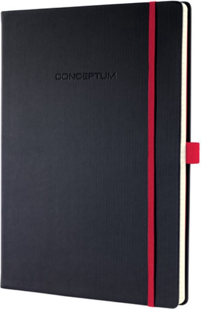 Sigel notitieboek conceptum red edition a4 zwart hardcover ruit 194 pagina's 80 grams papier
