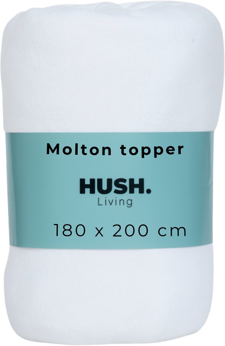 Hush. living hush living molton topperbeschermer - 80%katoen 20%polyester - uitstekende vochtopname - vormvast - comfort en duurzame bescherming - 180x200+15cm