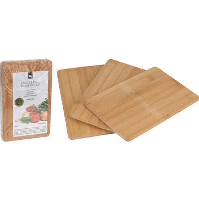 Excellent houseware snijplank bamboe set 3 stuks 22x14x0,8cm