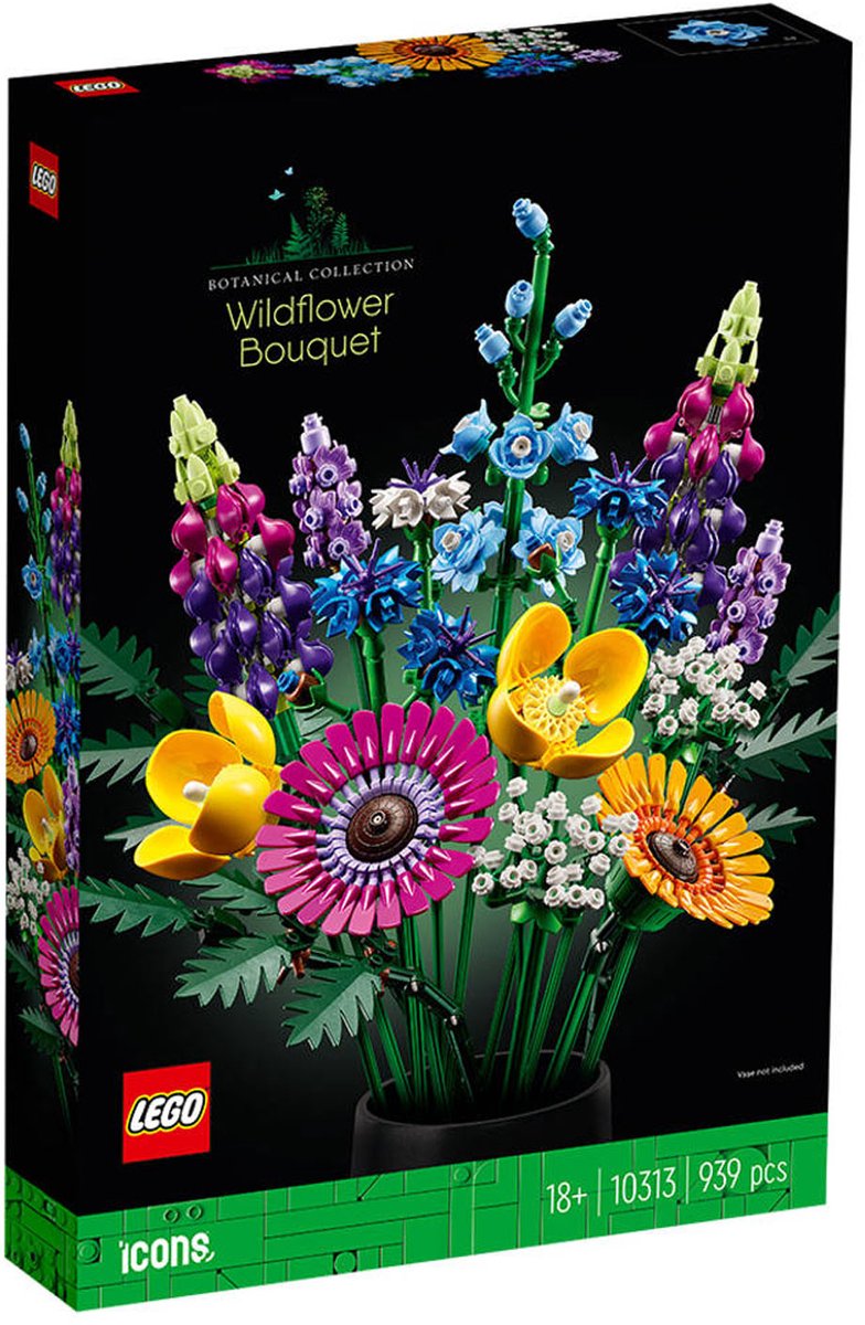 Lego icons wilde bloemen boeket bouwset voor volwassenen, botanical collection - 10313