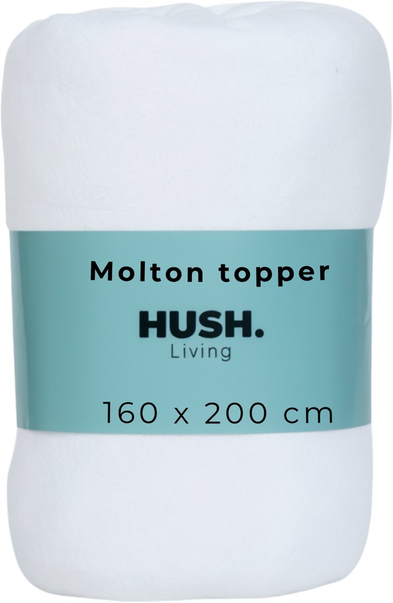 Hush. living hush living molton topperbeschermer - 80%katoen 20%polyester - uitstekende vochtopname - vormvast - comfort en duurzame bescherming - 160x200+15cm