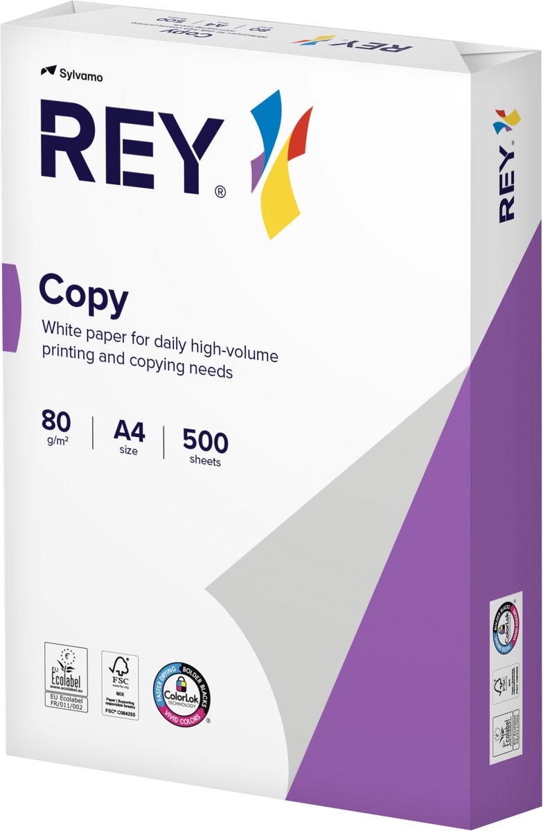 Rey kopieerpapier copy a4 80gr wit 500vel