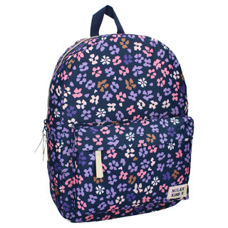Rugzak milky kiss prestige donkerblauwe bloemen