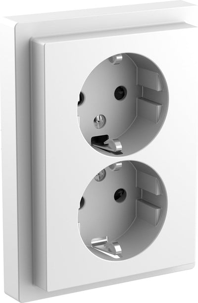 Schneider electric dubbel stopcontact - inbouw - randaarde - 2v - verticaal - beveiliging - lotuswit - d-life - - mtn2420-6535