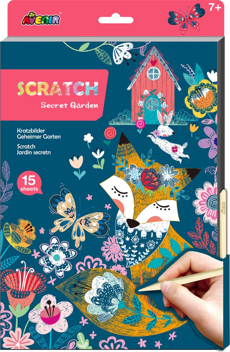 Avenir scratch art boek a4 - geheime tuin - 15 pagina's - 7 jaar