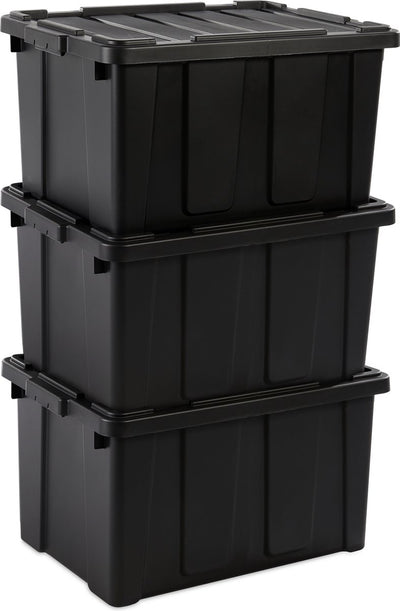 Iris powerbox robuust opbergbox - 68l - 100% recycled kunststof - zwart - set van 3