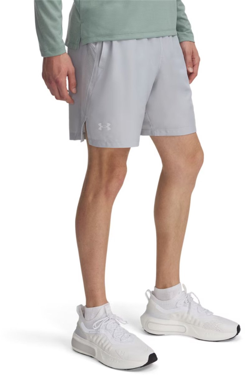 Under armour ua launch 7'' shorts-gry heren sportbroek - mod grijs wit reflective