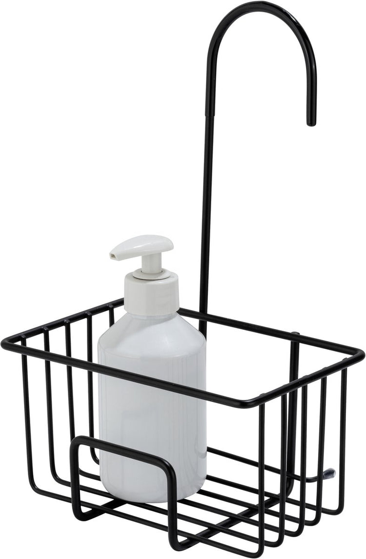 Wenko doucherek milito rvs zwart 18x29cm - zonder boren - doucherekje hangend - douchemand - douchecaddy ophangbaar