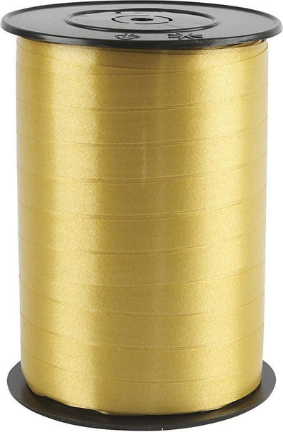 Cadeaulint, b: 10 mm, glossy, goud, 250 m 1 rol