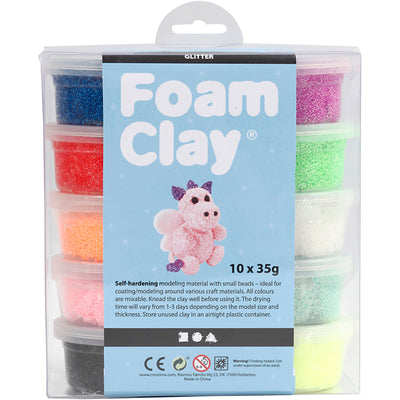 Foam clay foam klei - glitter kleuren, 10x35gr.